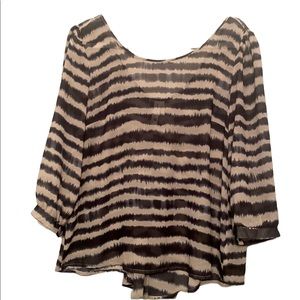 Pink Owl Navy and Taupe Striped Top